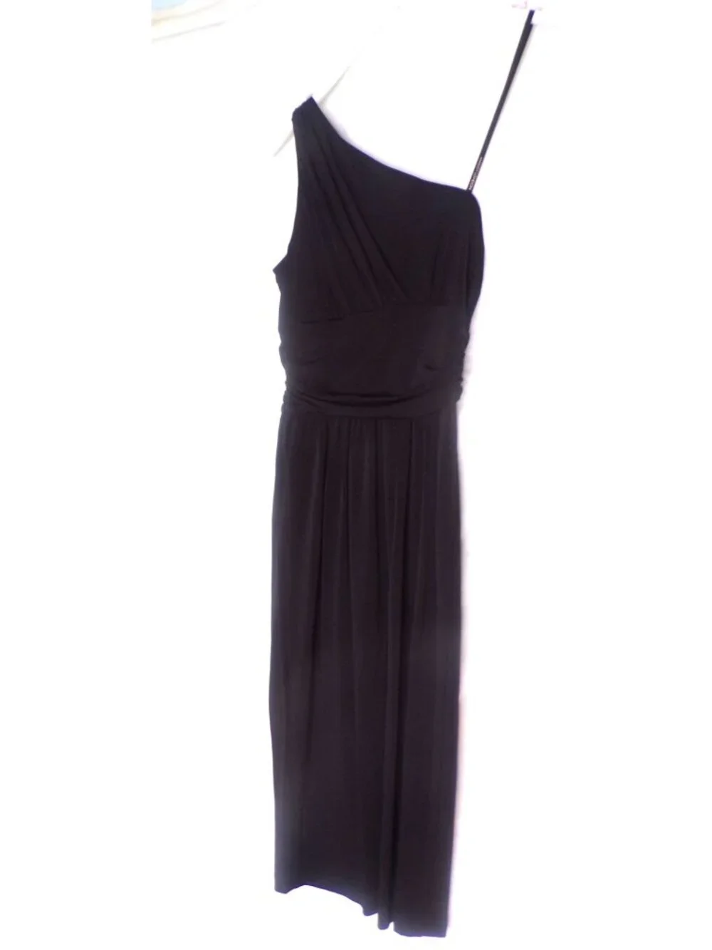 🆕 MAGGY LONDON One Shoulder Stretch Jersey Dress Black 4 - Picture 7 of 8